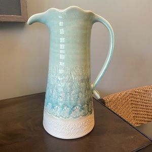 Anthropologie pitcher/vase, aquamarine blue